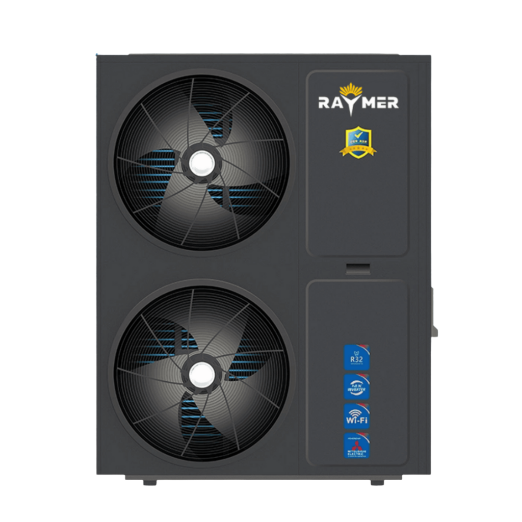 Інверторний тепловий насос для басейну Raymer RAY-46PD2 (44 кВт), об’єм басейну до 180 м³, до -55°C/+43°С, (380 В)
